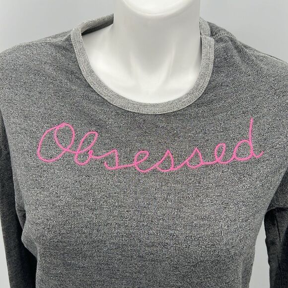 Sundry size 1 gray and pink Obsessed long sleeve split back sweatshirt - Picture 1 of 5